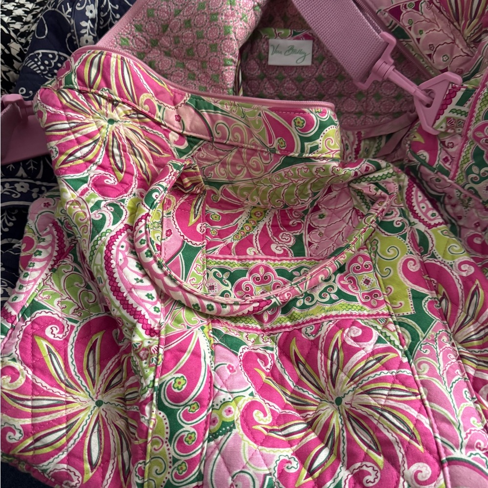 Vera Bradley Pink and Green Paisley weekender Tote